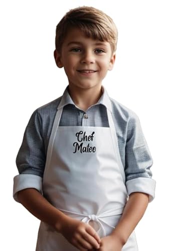 Delantal Infantil Personalizado para Cocina - Con Nombre o Texto a tu Elección. Te ponemos lo que tu quieras, mandil infantil para niños y niñas