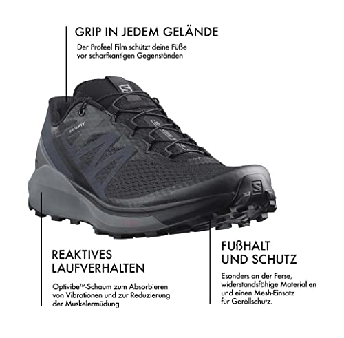 Foto von Salomon Herren Sense Ride Traillaufschuhe, Sense Ride 4 Black Quiet Shade Ebony, 42 EU