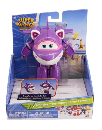 Super Wings - 5'' Transforming Supercharged Crystal Airplane Toys Action Figure | Season 4 | Airplane To Robot | Birthday Gift For 3 4 5 Year Old Boys And Girls | Toy Plane Vehicle For Preschool Kids #TOP4