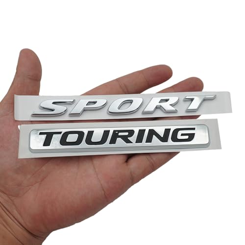 Image of 2Pc Sport Touring Rear Trunk Letter Logo Badge Emblem Nameplate (Silver Black)