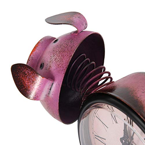 Bicaquu Relógio de mesa retrô, relógio com moldura decorativa, operado por bateria, estátua de porco