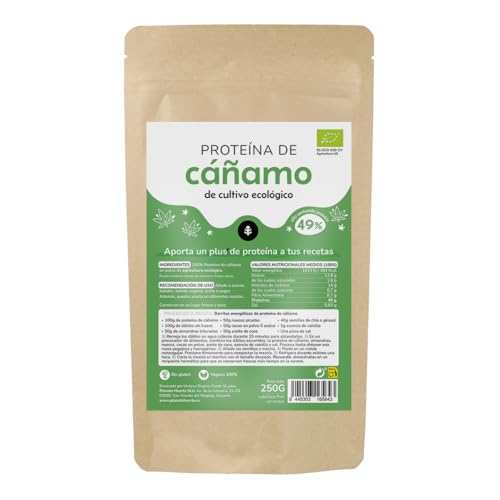 PLANETA HUERTO | Proteína de Cáñamo Ecológica 250 g, 100% Natural y Sin Gluten - Proteína de Cáñamo Fuente de Proteínas Vegetales, Fibra y Grasas Saludables, Ideal para Batidos y Recetas PLANETA HUERTO | Proteína de Cáñamo Ecológica 250 g, 100% Natural y Sin Gluten - Proteína de Cáñamo Fuente de Proteínas Vegetales, Fibra y Grasas Saludables, Ideal para Batidos y Recetas