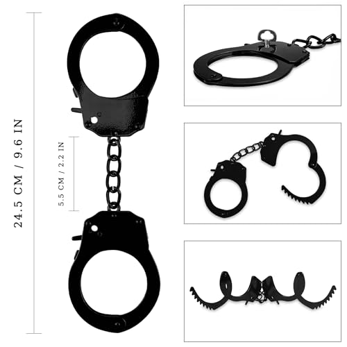 Toy Handcuffs with Keys, Stage Dress Up Pretend Play Accessory for Kids(Black)