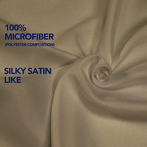 PureFit Wrap Around Ruffled Bed Skirt with Adjustable Elastic Belt - 18 Inch Drop Easy to Put On, Wrinkle Free Bedskirt Dust Ruffles, Bed Frame Cover for Queen, King and C-King Size Beds, Camel