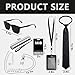 Asekonc Agent Costume Secret Service Costume Set, Spy Kit Accessories for Men & Women, Black Noir Detective Outfit with Sunglasses, Tie, Earpiece ID Badge for Halloween Party Dress Up