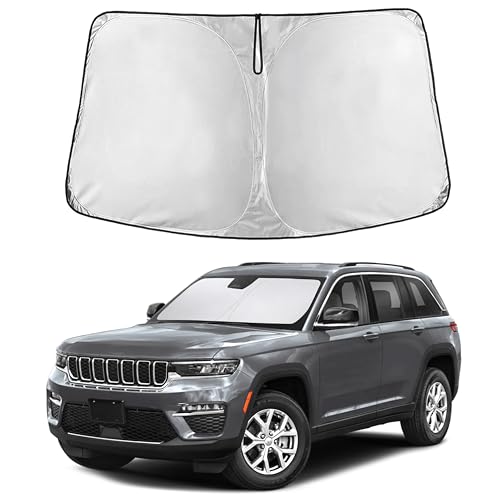EcoNour Windshield Sunshade for Jeep Grand Cherokee 2011-2024 2025 2026, Sun Visor for Front Windshield & Window Sun Shade Cover, UV Heat Blocker & Protector, Car Accessories