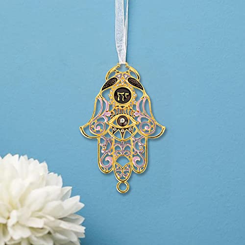 Matashi Hanging Hamsa Wall Decor Ornament With Crystals (Pewter) Decoration Good Luck Home Decor Jewish Wall Mounted Art Hanging Pendant Charm Spiritual Gift For Holiday Festival(Chai) #TOP5