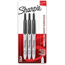 Sharpie Retractable Permanent Markers, Ultra Fine Point, Black, 3 Count