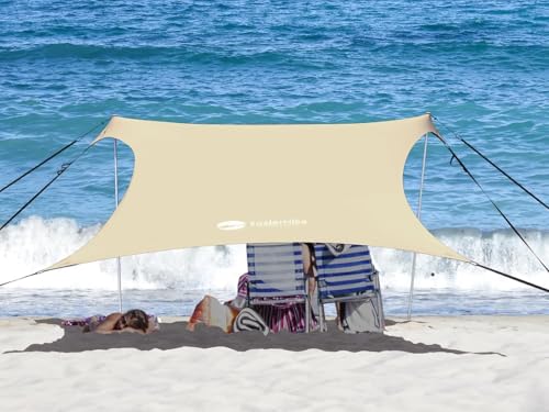 easierhike Beach Canopy Windproof Design, Sun Shelter UPF50+ Portable Family Tent with 6 Sandbags Anchors 10x10 FT 2 Pole Pop Up Outdoor Shelter for Beach, Camping, Fishing, Backyard — view 5