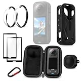 Set di accessori 4 in 1 per Insta360 X4 AIR, protezione obiettivo + vetro temperato + cover in silicone + custodia per il trasporto