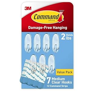 Gancho para colgar Command para ventana, tamaño mediano, transparente, para exterior