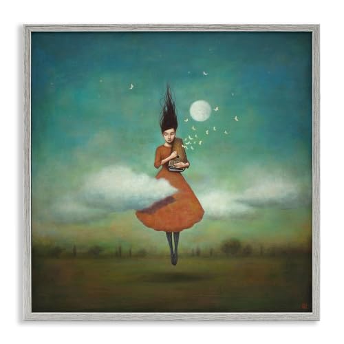 Floating Woman in Dreamlike Clouds, 12 x 12 Inch Framed Giclée Print