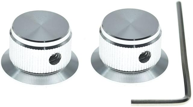 Dopro 2-Pack Set Screw Style Aluminium Potentiometer Knobs 1/4" Universal Top Hat Knobs Bell Volume Tone Control Knobs for Guitar/Bass/AMPS/Preamps Silver Without Indicator