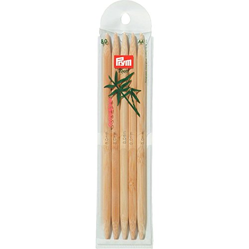 Prym 20 cm 8.00 mm Double Pointed and Glove Knitting Pins Bamboo