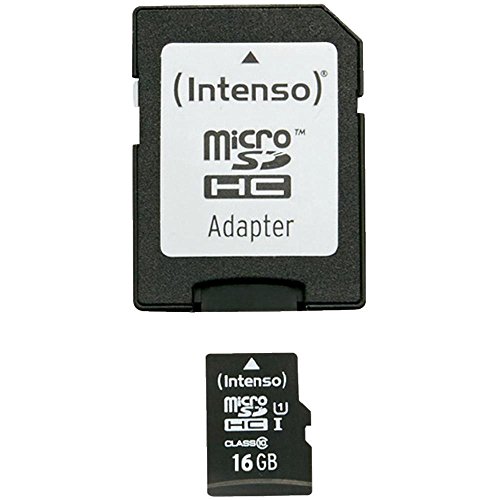 Intenso Premium microSDHC 16GB Class 10 UHS-I Speicherkarte inkl. SD-Adapter (bis zu 90 MB/s) schwarz
