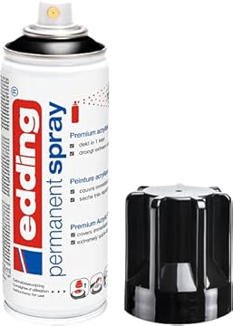 edding 5200 Permanent Spray – Dark Black Gloss – 200 ml – Acrylic Spray Paint for Painting or Decorating Glass, Metal, Wood, Ceramic, Plastic, Canvas