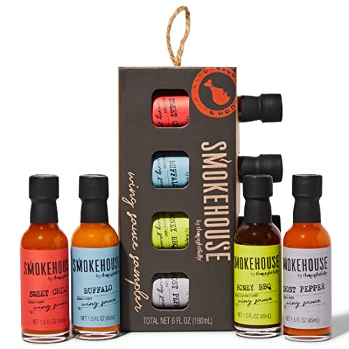 Smokehouse By Thoughtfully, Wing Sauce Sampler Set, Flavors Include Buffalo Sauce, Honey Bbq, Ghost Pepper, And Sweet & Spicy, Wing Sauce Variety Pack, Set Of 4 #TOP1