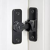 INIRET Black Enhanced Security Flip Latch Lock - Heavy-Duty 90/180 Degree Sliding and Swing Door Latch for Barns, Gates, and More