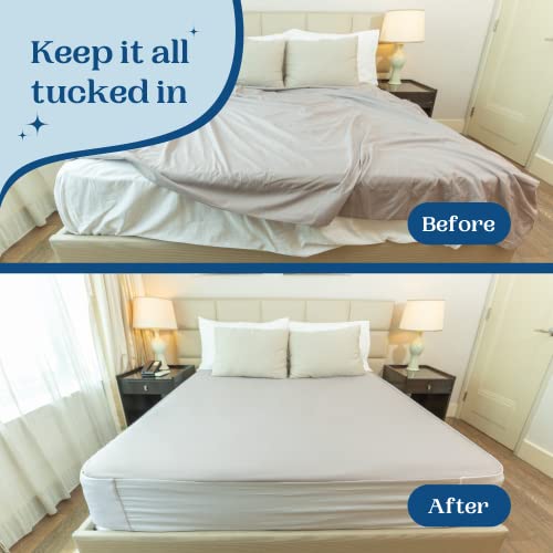 Feelathome Bed Sheet Holder Band - Elastic Corner Band Sheet Fastener For King Size Mattress - Keep Fitted And Flat Sheets In Place - White, King (76” X 80”) #TOP3