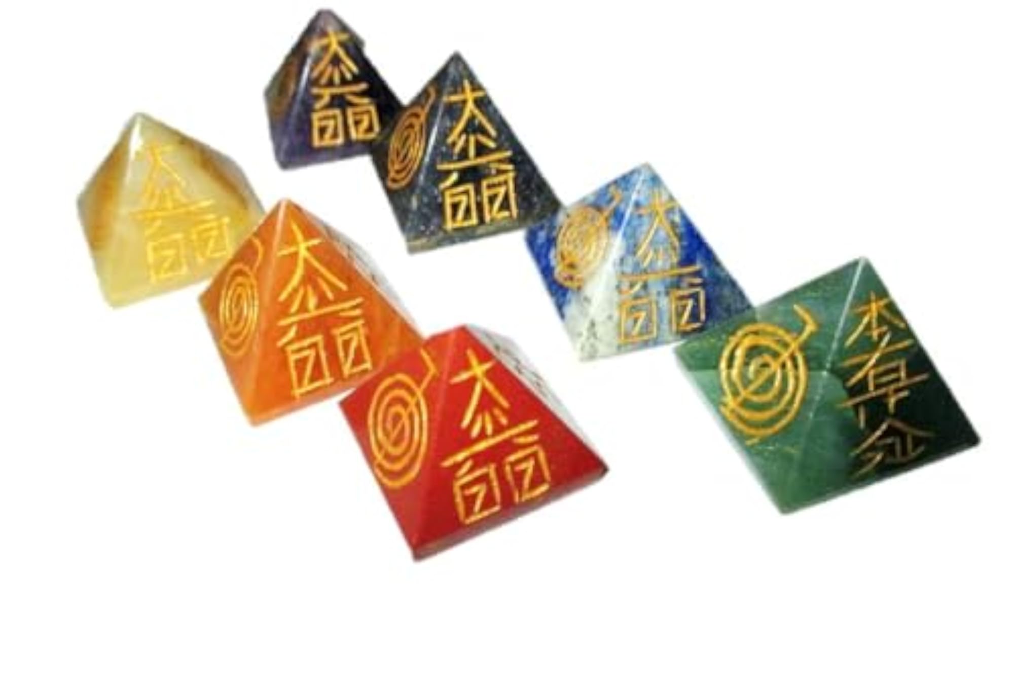 Jet Chakra Pyramid Usui Engraved Pentagram Healing Set