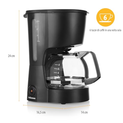Tristar Macchina da Caffè, Capacità 6 Tazze, 600W, Funzione Mantieni Caldo, Spegnimento Automatico, Filtro Permanente, Sistema Antigoccia, Compatta e Portatile, Facile da Pulire, CM-1246 - Immagine 2