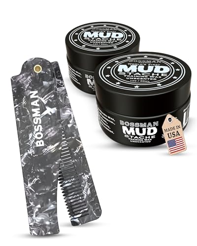 Bossman MUDstache Wax para Hombre 2 Pack + Peine Plegable miniatura 1