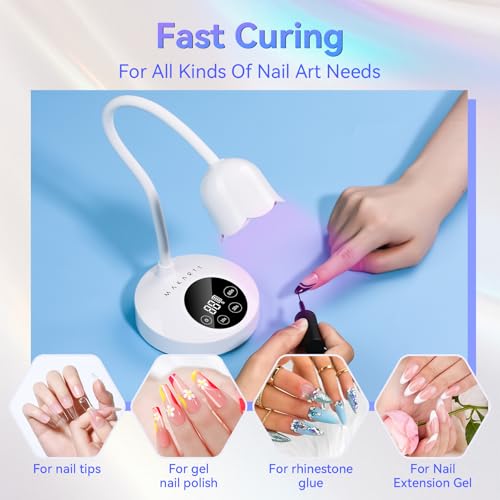 Makartt UV Nail Lamp: Mini UV Light for Gel Nails Polish Luminoza 30mW/cm² Rechargeable LED Nail Light Nail Dryer with 4 Timers & Auto Sensor, Fast Curing Goosenecks Lamp for Home DIY Manicure 1.06 fl.oz