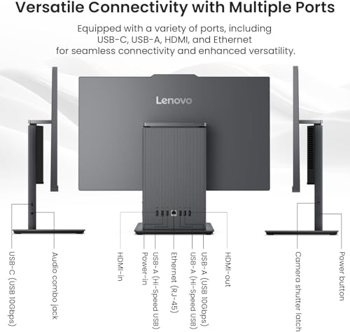 Image of Lenovo IdeaCentre All-in-one Computer, 23.8 inch FHD IPS Display, AMD Ryzen 5 7535HS, 16GB DDR5 1TB PCIe SSD, Wireless Keyboard & Mouse + 9H 6-in-1 DVD Drive, Windows 11 Pro, Gray