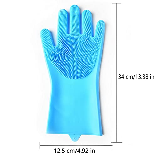 Jyyhsf Dishwashing Sponge Gloves For Kitchen,Silicone Gloves Reusable Rubber Cleaning Gloves,Silicone Dishwashing Scrubber Glove，Pet Grooming (Grey) Large #TOP1