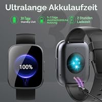 Puqo Smartwatch für Herren und Damen, 1,95 Zoll Smartwatch, Anrufannahme/Anrufannahme, 112 Sportmodi Fitness Tracker mit Schrittzähler/Schlaf/Herzfrequenzmesser, IP68 Smart Watch (Tiefschwarz) – Ansicht 7