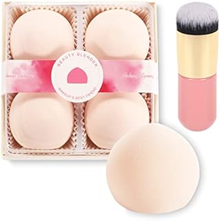 4 Pcs Makeup Sponges, Expanding Marshmallow Pink Foundation Beauty Blenders, Latex-Free Concealer Blenders with Foundation Brushes