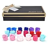 YDuupxe Seifen-Rosenblüten, Geschenkbox, Künstliche Blumen-Set, 18 Stück, Seifenblütenblätter...