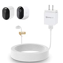 HOLACA Power Adapter and 30ft/9m Cable for Arlo Ultra Ultra 2/Arlo Pro 3 Pro 4 Pro 5s,Weatherproof Outdoor or Indoor Magnetic Cable Continuously Charging for Your Arlo Camera 1 Pack, 30ft