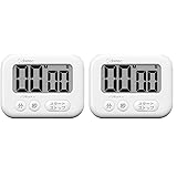【2個セット】ドリテック(dretec) シャボン3 大画面 操作が簡単な3キータイマー 最大99分59秒 カウントダウン/アップ リピート機能 どこでも使いやすい3WAY 勉強 キッチン 大画面 マグネット デジタル シャボン ホワイト