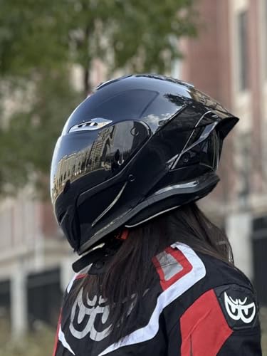 Woljay Casco Integrale Da Moto Caschi Da Moto Per Adulti Uomo Donna Corsa Strada Ciclomotore Approvato Dot ECER22-05 (Gloss Black,Small) - 8