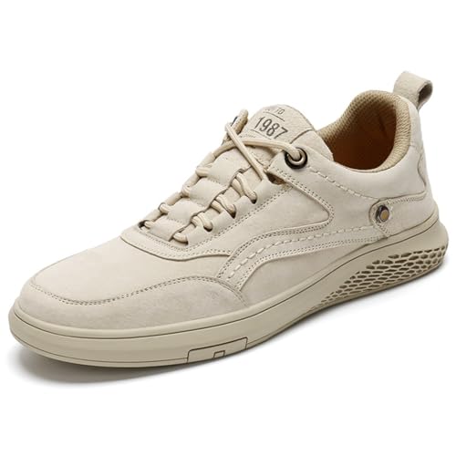 SWZEC Italian Sneakers for Men (Sand,7.5)