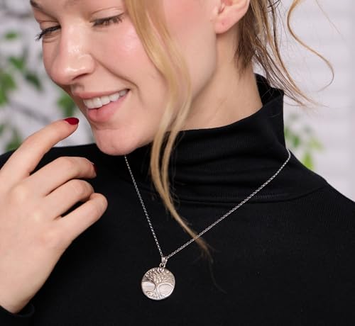 Sterling Silver Turquoise Stone Abalone Mother of Pearl Necklaces for Women - Tree of Life Necklace - Unique Pendant Necklaces - Fine Jewelry Gifts for Women3