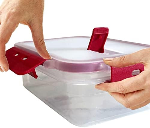 DONDON Fridge Food Storage Containers Vented Lids Stackable Airtight Freezer Lunch Boxes Rectangular Plastic Microwave Mixing Bowls Set of 4 250/600/1350/2500ML