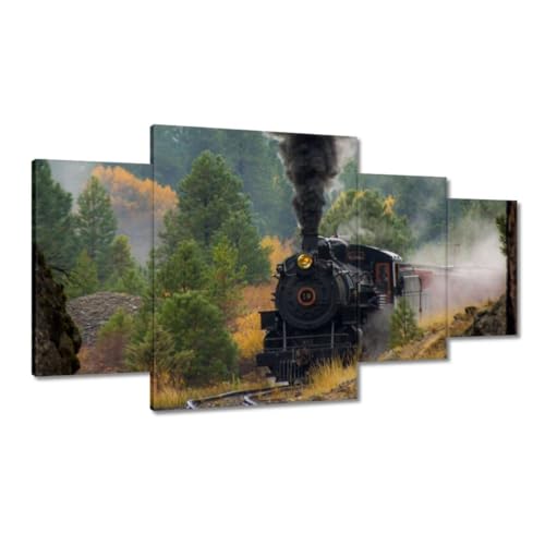 Locomotive à vapeur peinture imprimée sur toile 160 x 90 cm pour créer un salon vintage