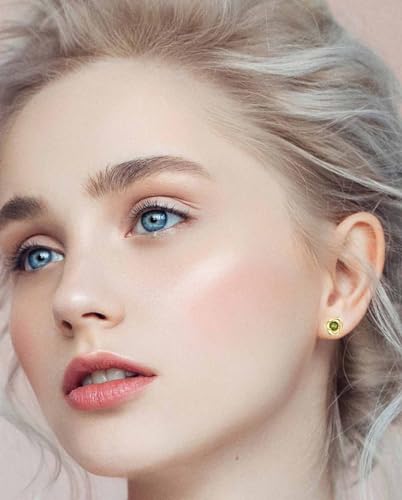 Sumonyo 14K Gold Plated 925 Sterling Silver Post Rose Flower Stud Earrings For Women Birthstone Cubic Zirconia Studs Earrings Hypoallergenic & Nickel Free Jewelry Yellow Gold Plated Peridot thumb #1