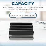 Multiple Laptop Holder Vertical – Adjustable Laptop Vertical Stand Holds 5 Devices, Fits All MacBooks Laptops Tablets and Mobiles (up to 17.3”). Closed Upright Vertical Laptop Stand for Desk (Black)