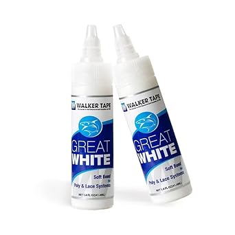 Great White Glue Adhesive Soft Bond Poly Lace Hair Replacement System Wig Glue Front Bonding Weave Wigs Active Wig Hairpiece Glue Tape Adhesive 1.4 Oz Super Bold Hold Adhesive Liquid Glue
