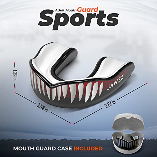 Adult Mouth Guard Sports – Boil And Bite Football Mouth Guard For Ages 12+ & Mouth Guard Case – Adult Mouthguard For Football, Boxing, Lacrosse, Hockey, Rugby & Mma By Jawzz Mouthguards | White #TOP2