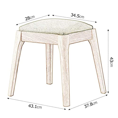 Taburete de tocador de madera maciza marrón para dormitorio estilo ins elegante 2