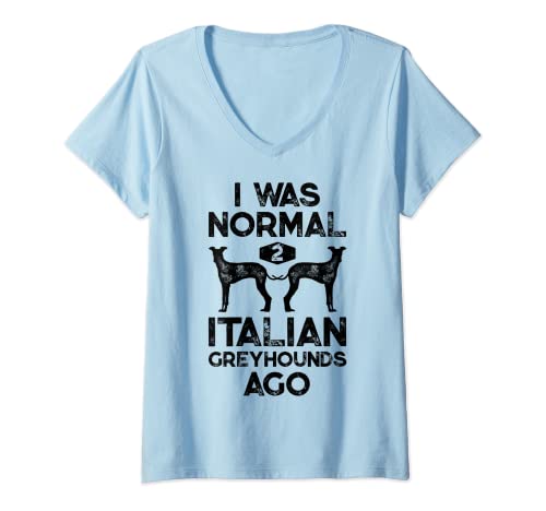 Mujer I Was Normal 2 Italian Greyhounds Ago Funny Dog Vintage Gift Camiseta Cuello V