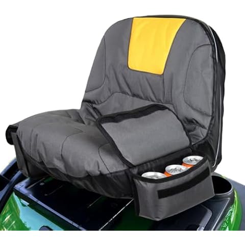 Riding Lawn Mower Seat Cover with Two Storage Bags, 600D Oxford Waterproof Tractor Seat Covers Water Protective Heat-Resistance Tractors Cushion Cover Fits Most Lawnmowers Cover