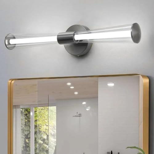 Modern LED Glass Tube Wall Light, Polished Black Finish, Bathroom...