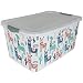 Produktbild Box mit Deckel Lama 25L mit Farbwahl Aufbewahrungsbox Kunststoff Stapelbox Aufbewahrungskiste Staubox Spielzeug (Blau)