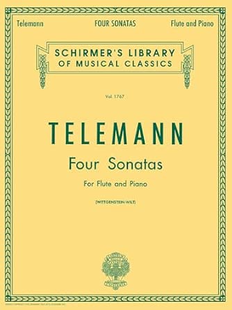 Telemann - Four Sonatas for Flute and Piano Vol 1767 | Sheet Music | Intermediate Baroque Flute and Piano Collection | Classical Sonatas for Students Recitals Practice and Historical Performance Study-nurbook