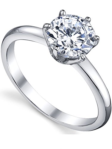 Metal Masters 1.25 Carat Round Brilliant Cubic Zirconia CZ Sterling Silver 925 Wedding Engagement Ring Size 4 to 112